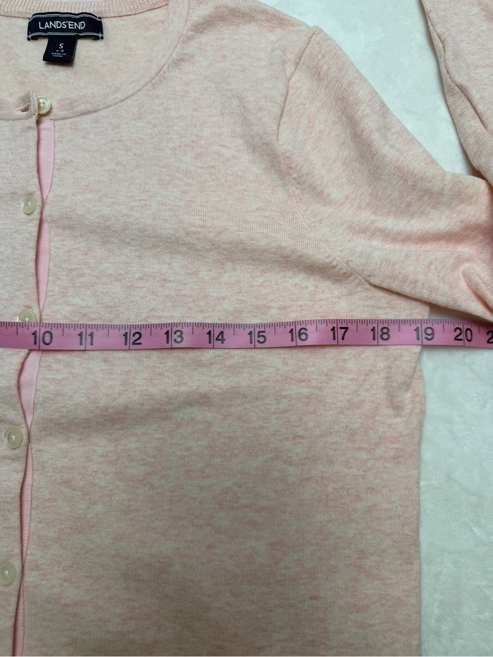 Lands’ End Pink Button Front Cardigan Sweater S Soft Cotton Blend Classic Preppy - Picture 7 of 12